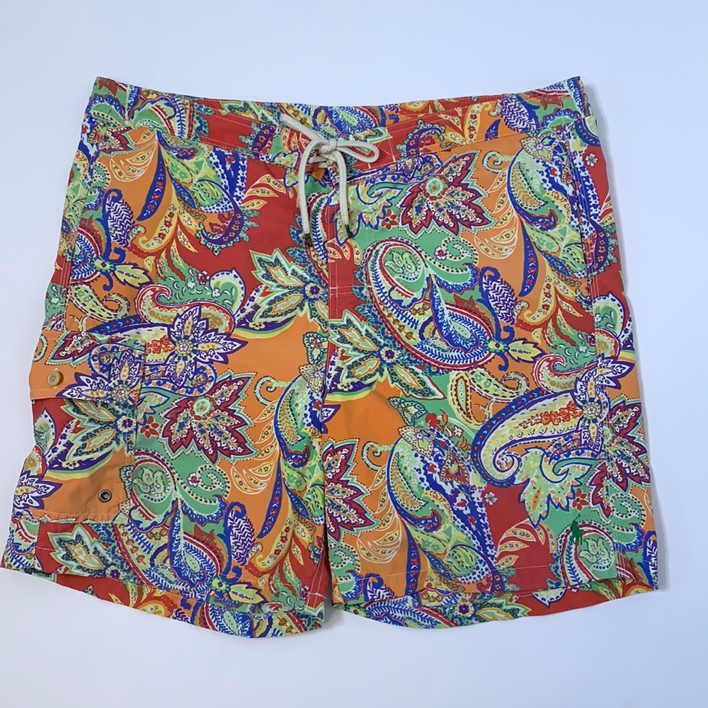 Polo Ralph Lauren preppy paisley swim trunks suit